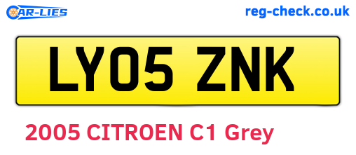 LY05ZNK are the vehicle registration plates.