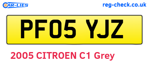 PF05YJZ are the vehicle registration plates.