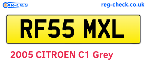 RF55MXL are the vehicle registration plates.