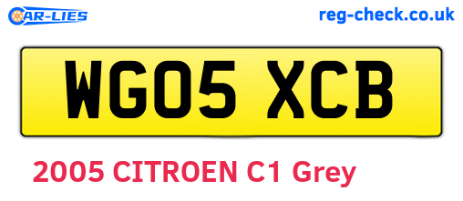 WG05XCB are the vehicle registration plates.