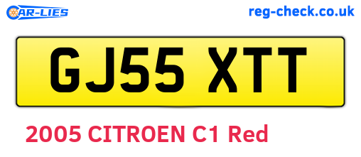 GJ55XTT are the vehicle registration plates.
