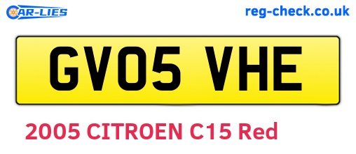 GV05VHE are the vehicle registration plates.