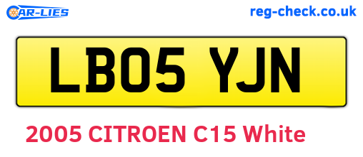 LB05YJN are the vehicle registration plates.