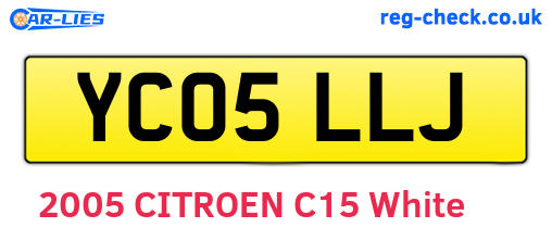 YC05LLJ are the vehicle registration plates.