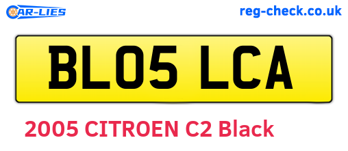 BL05LCA are the vehicle registration plates.