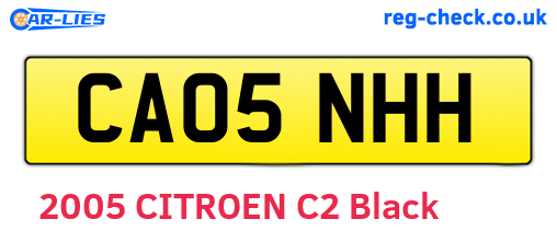 CA05NHH are the vehicle registration plates.