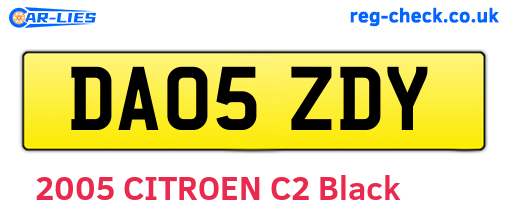 DA05ZDY are the vehicle registration plates.