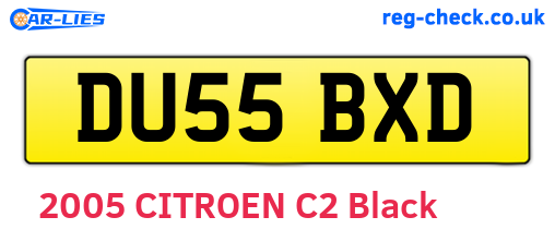 DU55BXD are the vehicle registration plates.