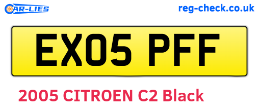 EX05PFF are the vehicle registration plates.
