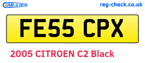 FE55CPX are the vehicle registration plates.