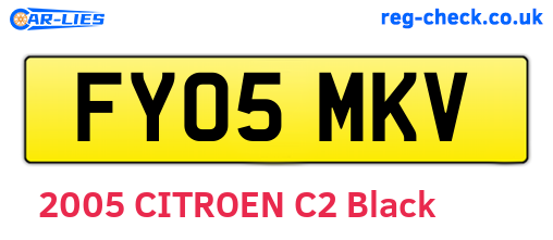 FY05MKV are the vehicle registration plates.