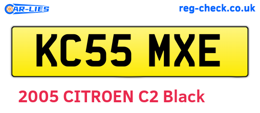 KC55MXE are the vehicle registration plates.