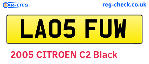 LA05FUW are the vehicle registration plates.