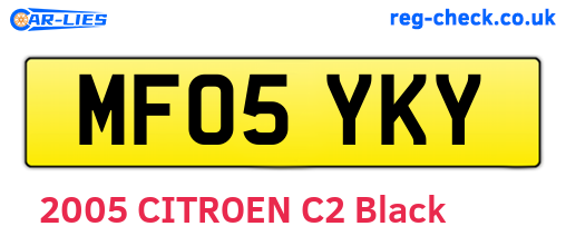 MF05YKY are the vehicle registration plates.
