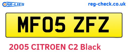 MF05ZFZ are the vehicle registration plates.