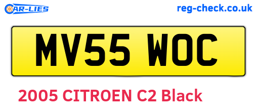 MV55WOC are the vehicle registration plates.