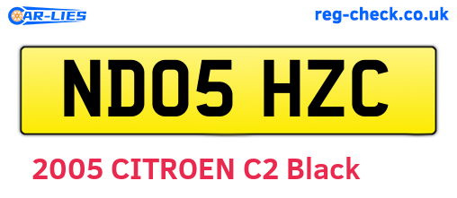 ND05HZC are the vehicle registration plates.