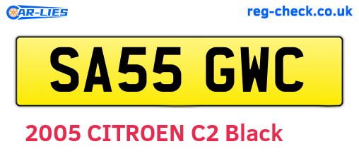 SA55GWC are the vehicle registration plates.