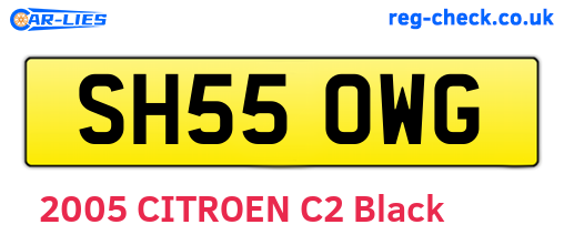 SH55OWG are the vehicle registration plates.