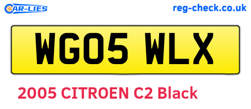 WG05WLX are the vehicle registration plates.