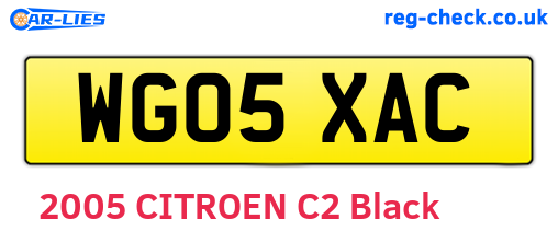 WG05XAC are the vehicle registration plates.