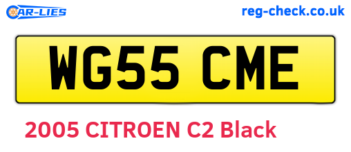 WG55CME are the vehicle registration plates.