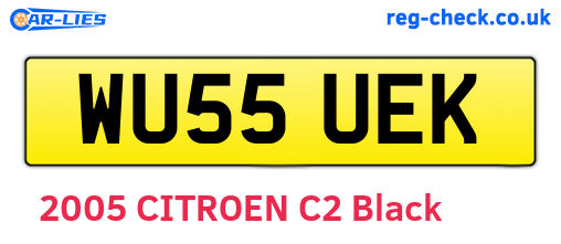 WU55UEK are the vehicle registration plates.