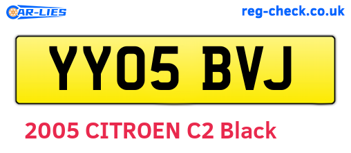 YY05BVJ are the vehicle registration plates.