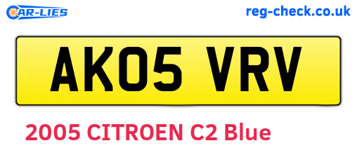 AK05VRV are the vehicle registration plates.