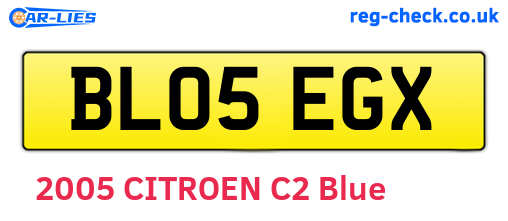 BL05EGX are the vehicle registration plates.