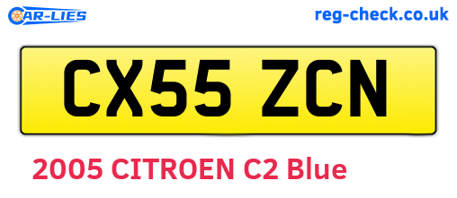 CX55ZCN are the vehicle registration plates.