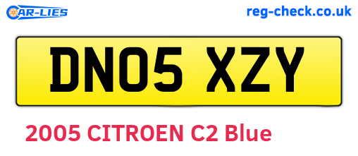 DN05XZY are the vehicle registration plates.