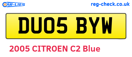 DU05BYW are the vehicle registration plates.