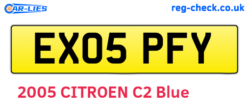 EX05PFY are the vehicle registration plates.