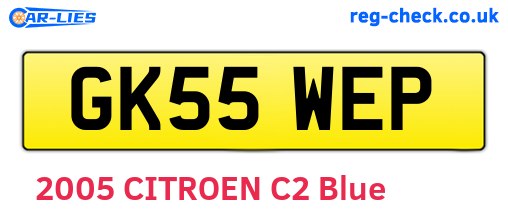 GK55WEP are the vehicle registration plates.
