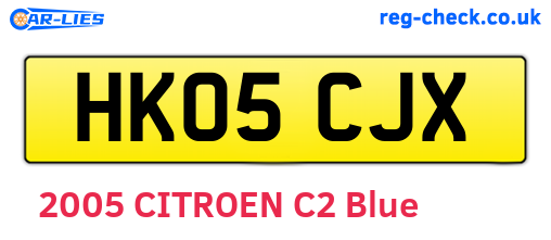 HK05CJX are the vehicle registration plates.