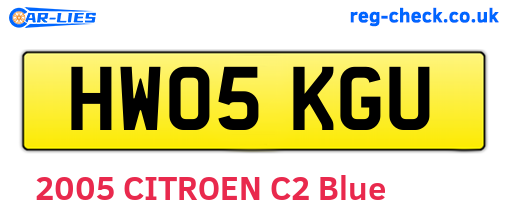 HW05KGU are the vehicle registration plates.