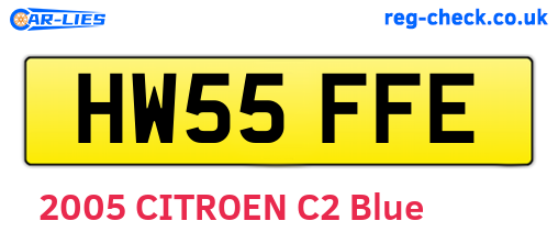 HW55FFE are the vehicle registration plates.