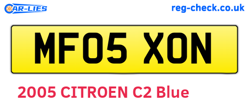 MF05XON are the vehicle registration plates.