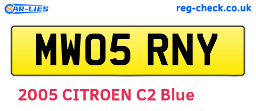 MW05RNY are the vehicle registration plates.