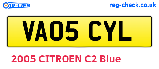 VA05CYL are the vehicle registration plates.