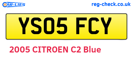 YS05FCY are the vehicle registration plates.