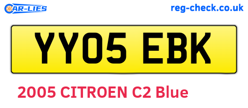 YY05EBK are the vehicle registration plates.