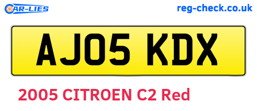AJ05KDX are the vehicle registration plates.