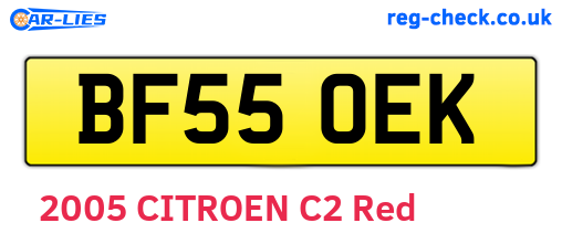 BF55OEK are the vehicle registration plates.