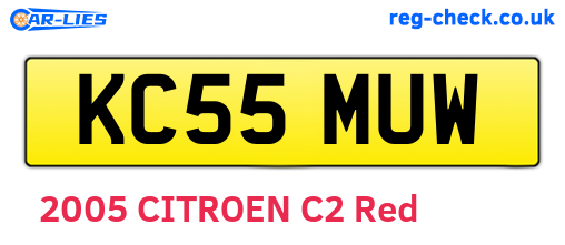 KC55MUW are the vehicle registration plates.
