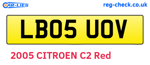 LB05UOV are the vehicle registration plates.
