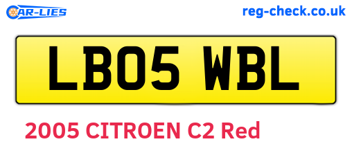 LB05WBL are the vehicle registration plates.