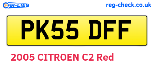 PK55DFF are the vehicle registration plates.
