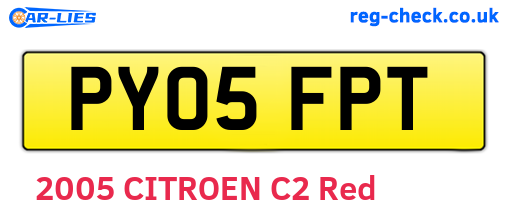 PY05FPT are the vehicle registration plates.